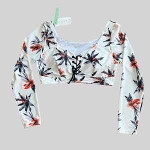 AONOHUA Rash Guard Long Sleeve Crop Top Swim Shirt